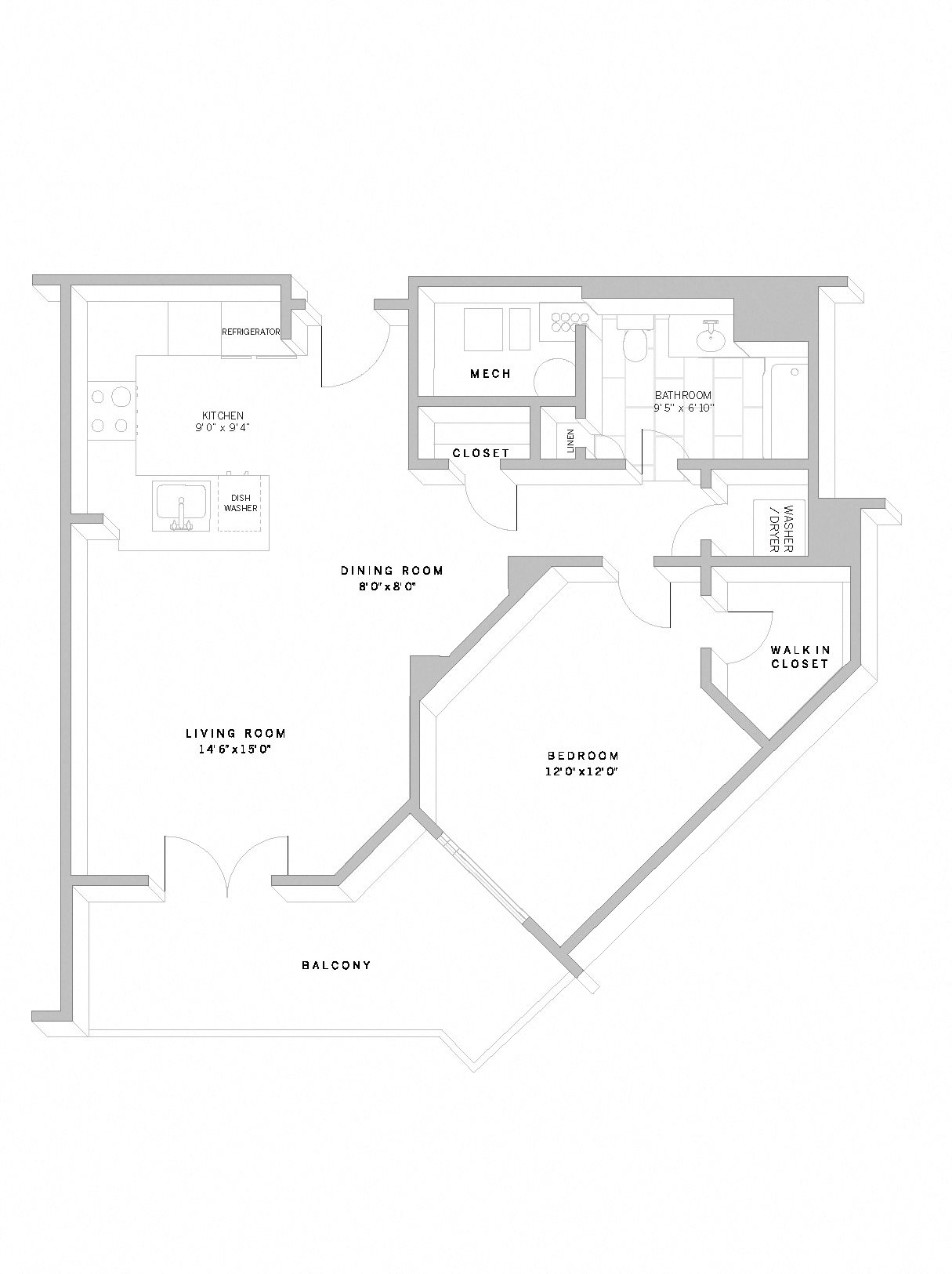 Floor Plan A7 1 Bed 1 Bath A7 Floor Plan 9